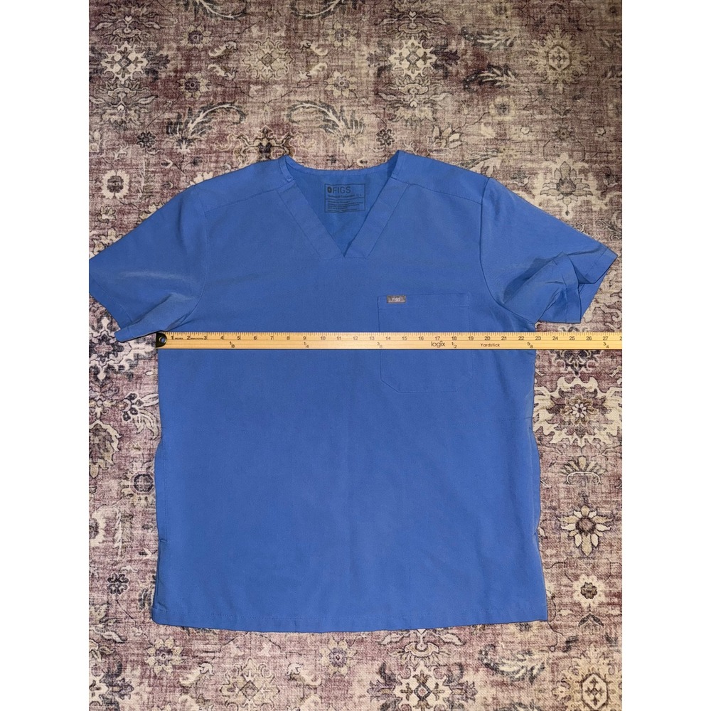 FIGS Leon Scrub Top Mens Large Blue V-Neck Short Sleeve Pocket TM3000 Healthcare - Picture 5 of 6